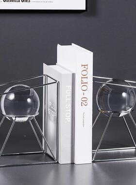 创子意轻奢高柜档金属架水晶球23002书挡摆件厅酒柜书桌面家客居