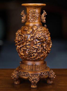 爆款花开富贵6691平安中式花瓶摆件檀仿木纹厅书房关装饰品工客艺