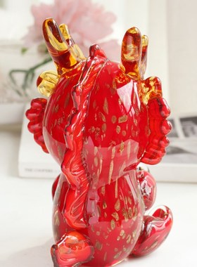 意器 琉璃摆件龙生肖新年客厅玄关样板房酒店大堂可爱动物孤品