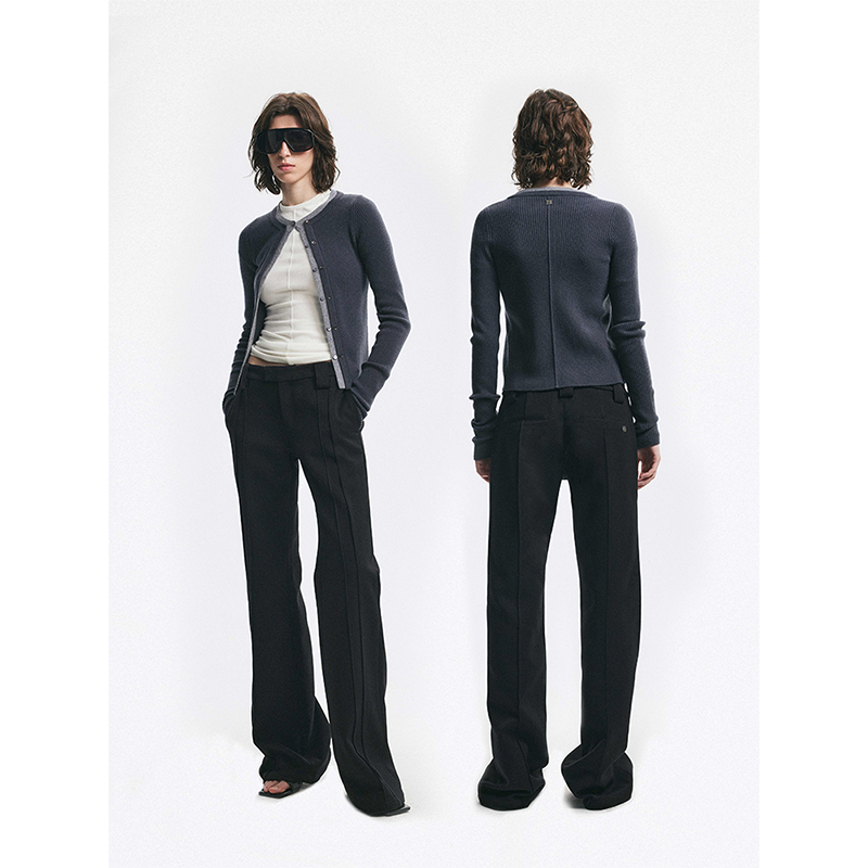 DIONYS*Tight Bi-color Cardigan 紧身假两件撞色针织开衫 - 图0