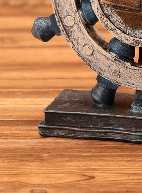 速发复古船舵模型小摆件家居客厅电视柜卧室酒面装饰品办摆室桌柜