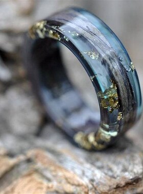 男式树脂戒指,树脂木质树脂戒指,男士灰色树脂和木戒指