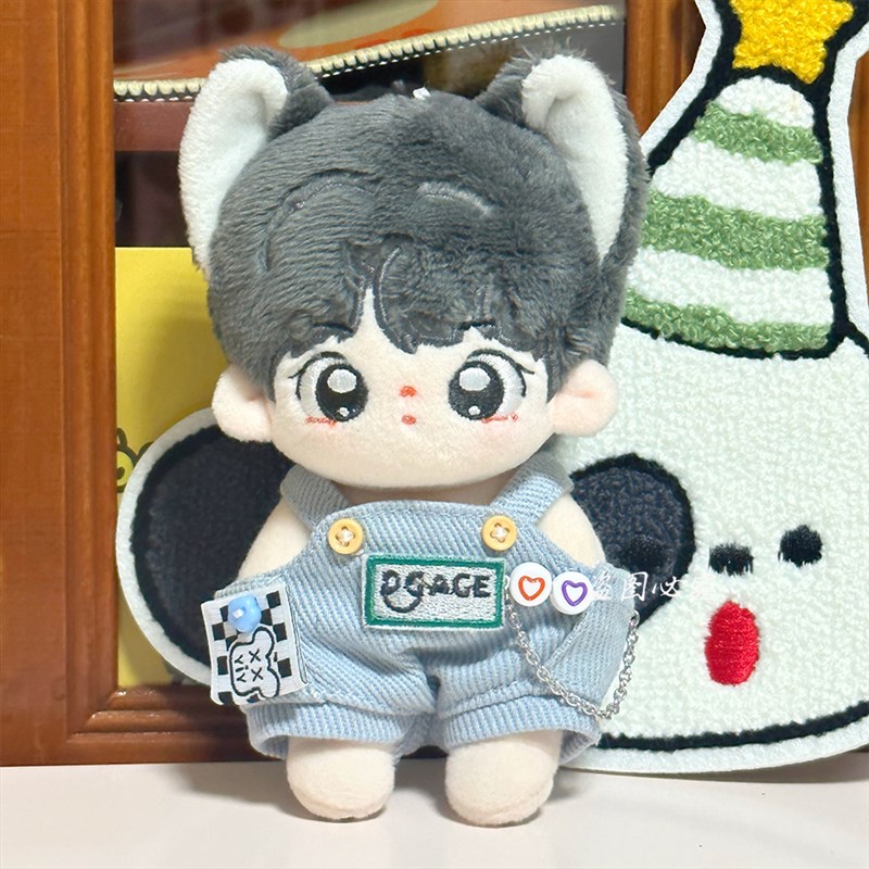 10cm娃衣e牛仔抱婴袋裤男娃套装爬爬服睡衣可爱棉花娃娃换装连身 - 图1