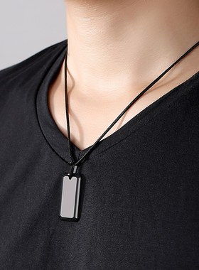 定制项链男潮牌简约吊坠刻字百搭配衣服男士挂坠装饰配饰照片项链