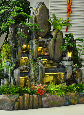 大型仿真假山流水喷泉风