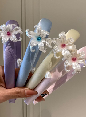 温柔黄色铃兰女童缎面珠光发箍