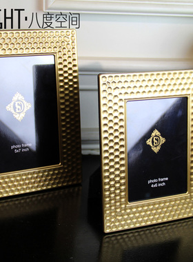 样板房别墅书房装饰架床头柜装饰金属相框摆件现代港式美式装饰品