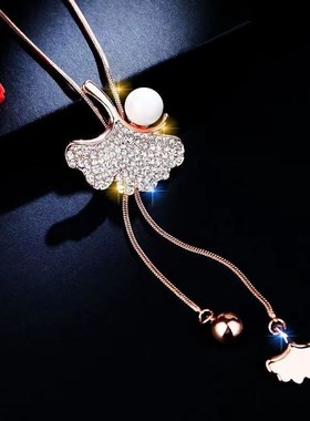 银杏叶毛衣链子项链衣服装配品时尚简约秋冬新款可调节长款配饰