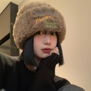 秋冬女款帽子防风护耳百搭毛绒冷帽针织女帽