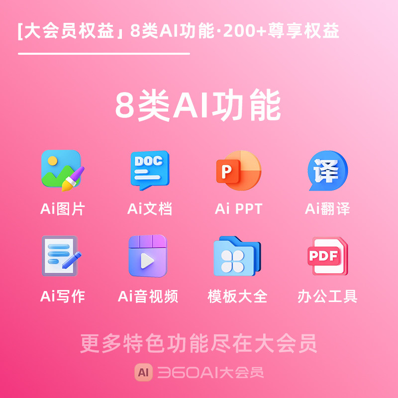 360AI办公软件一站式AI图片AI视频AI PPT通用官方直充会员通用