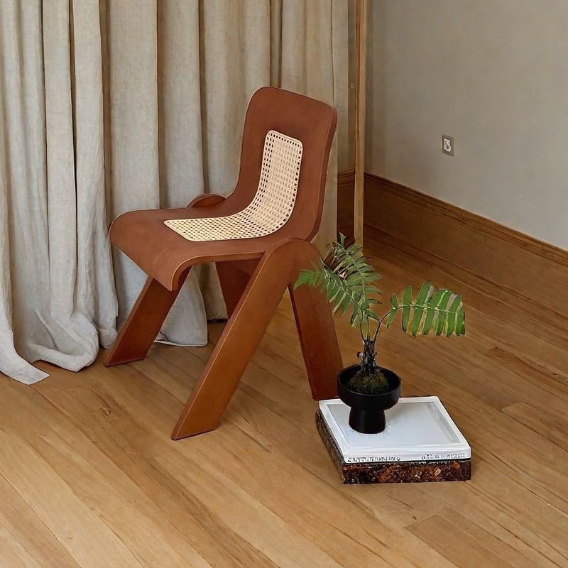 法式轻奢中古椅子实木靠背餐椅藤编设计师家用创意卧室单人复古,淘宝优惠券,粉丝福利购,淘宝优惠卷