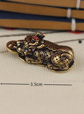 纯黄铜貔貅项链吊坠男女个性潮款高颜值汽车钥匙扣挂件复古配饰品