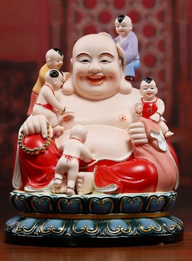 速发德化白瓷五勒佛家用供奉佛像弥子戏弥勒大肚笑佛陶瓷佛