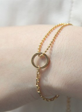 个性双层小众项链时尚几何圆圈可调节颈链创意不对称锁骨链女1573