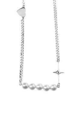 小众设计感珍珠爱心拼接项链女韩国网红轻奢气质十字架锁骨链新款