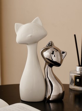 创意猫咪摆件高级感小众客厅展示柜酒柜装饰品家居艺术品轻奢高档