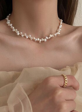淡水珍珠项链时尚轻奢小众简约锁骨链气质高级感配饰2023新款颈链