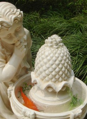 欧式玻璃钢人物i雕塑艺术品客厅户外落地摆设可定制作女孩流水喷