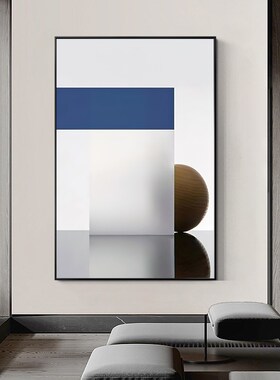 现代简约入户玄关空间延伸感装饰画蓝色抽象挂画客厅餐厅卧室壁画