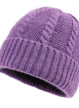 秋冬中老年帽子女冬毛线帽妈妈帽加绒老人帽女奶奶老太太帽婆婆帽