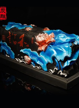 金乌炭雕 和谐案屏 家居客厅办公室摆件炭雕装饰品工艺品创意礼物