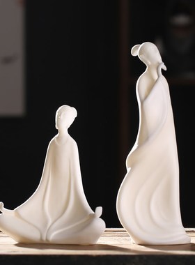 德化白瓷新中式创意纯手工家居饰品摆件陶瓷工艺品客厅玄关装饰品