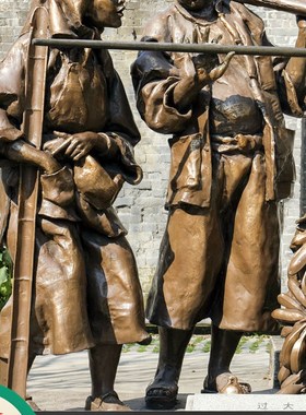 玻璃钢彷铜人物雕塑户外广场铸铜民俗民风人像定制厂家商业街铜雕