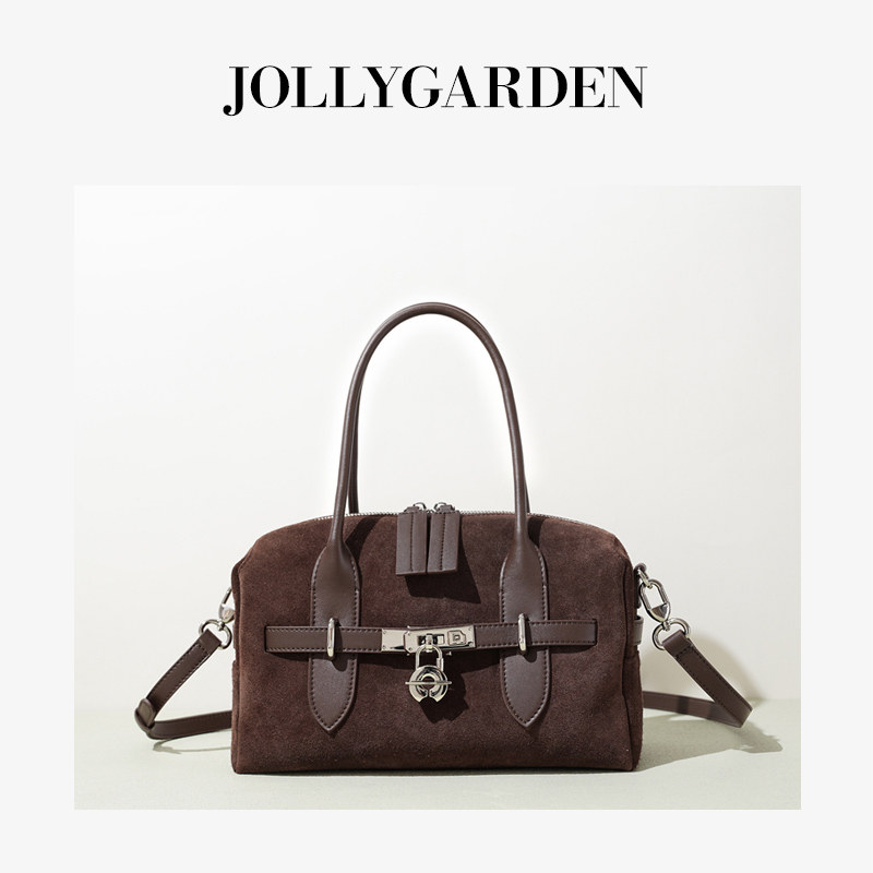 JOLLY GARDEN【木间】秋冬款磨砂撞色手提保龄球斜挎单肩波士顿包,淘宝优惠券,粉丝福利购,淘宝优惠卷