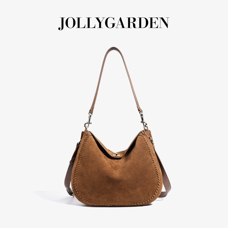 JOLLY GARDEN【予乐】秋冬磨砂牛皮马鞍包大容量斜挎单肩手提女包