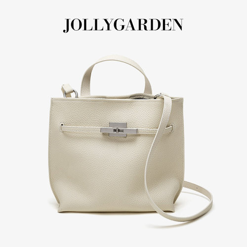 JOLLY GARDEN【轻野】新年礼物头层牛皮手提凯莉包单肩斜挎水桶包 - 图2