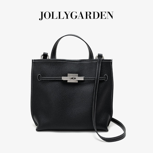JOLLY GARDEN【轻野】新年礼物头层牛皮手提凯莉包单肩斜挎水桶包 - 图3