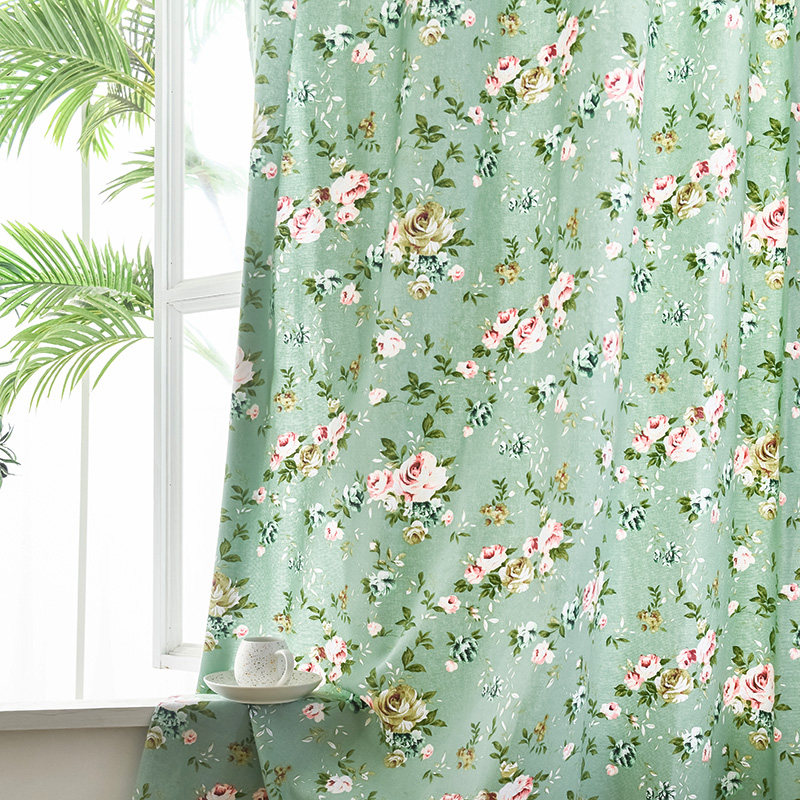 新款北欧田园纯棉窗帘绿色环保客厅卧室宿舍半截落地窗帘成品定制,淘宝优惠券,粉丝福利购,淘宝优惠卷