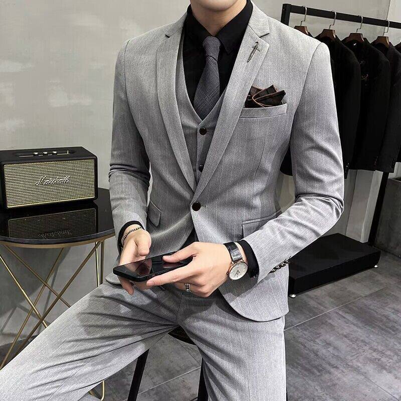 西服套装男士休闲商务正装条纹外套修身伴郎新郎结婚礼服免熨烫西,淘宝优惠券,粉丝福利购,淘宝优惠卷