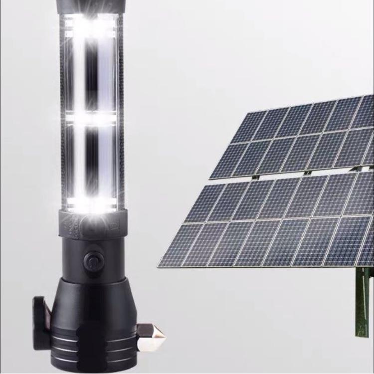 防爆强光太阳能手电筒可充电户外多功能防水远程手提灯 - 图0