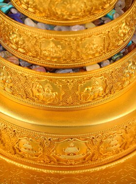 王师兄学院款藏式黄铜镀金曼扎盘