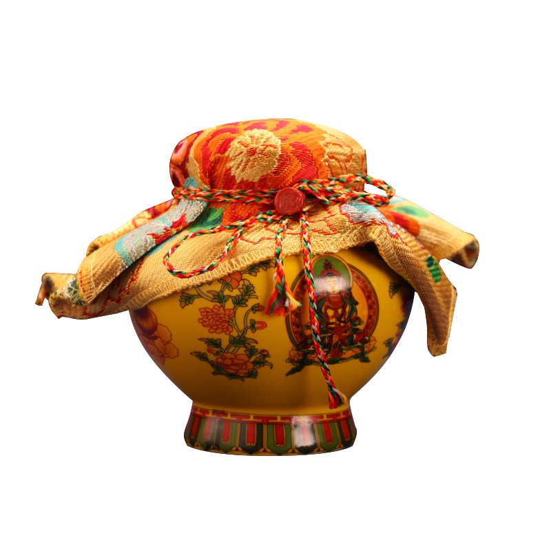 王师兄陶瓷藏式八吉祥装藏宝瓶装财神黄色供奉佛前摆件彩绘地藏王,淘宝优惠券,粉丝福利购,淘宝优惠卷