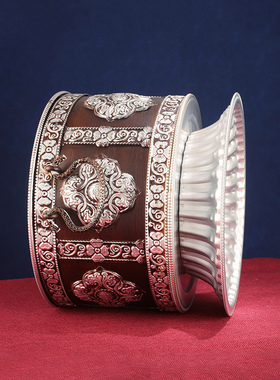 藏式民族风合金糌粑盒直筒炉摆件