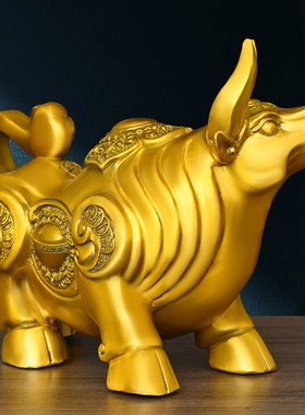 铜牛摆件金钱牛铜牛纯黄铜生肖牛华尔街牛办公室桌客厅装饰工艺品