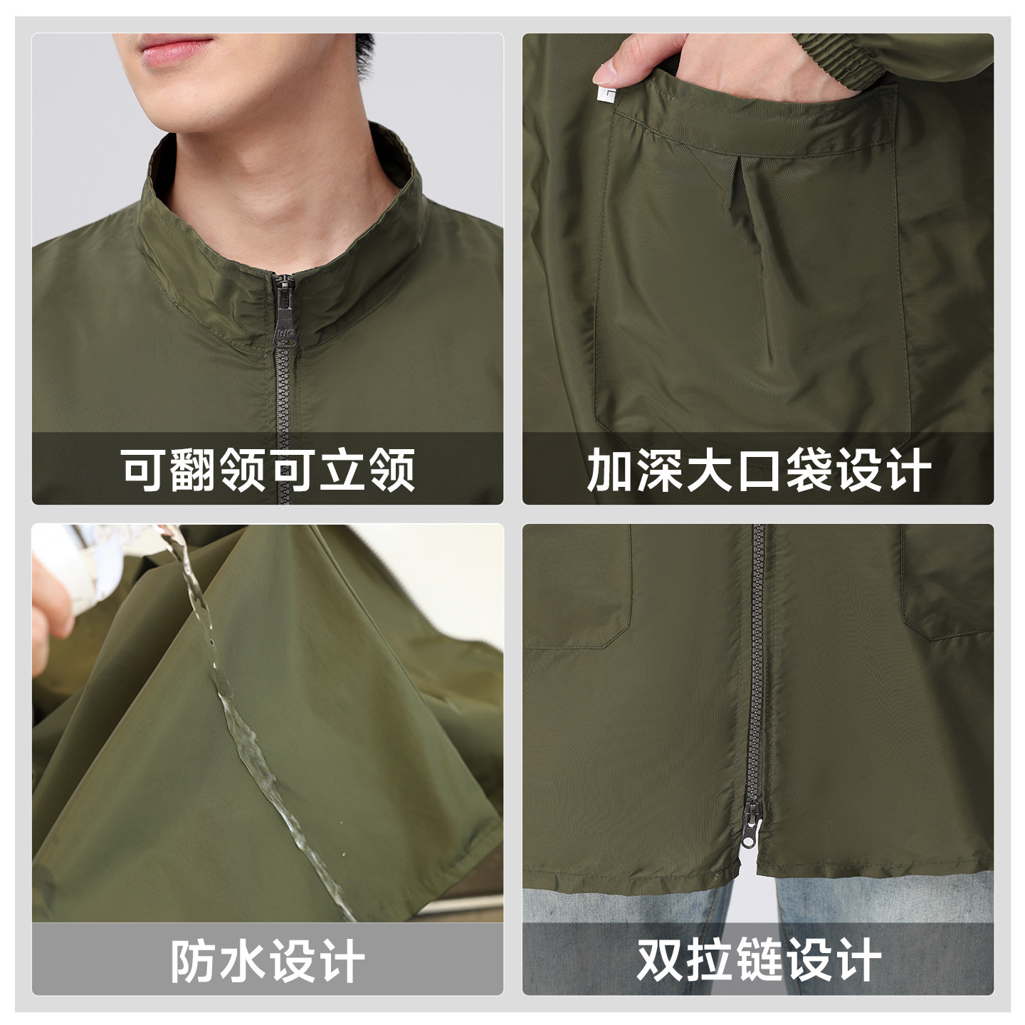 男立领罩衣无帽薄款防水防尘工理发作服长袖家用围裙罩衣劳保外套,淘宝优惠券,粉丝福利购,淘宝优惠卷