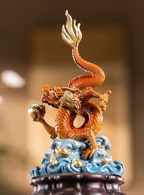 朱炳仁铜 财运兴龙腾飞版龙年摆件桌面办公室家居装饰开业礼品