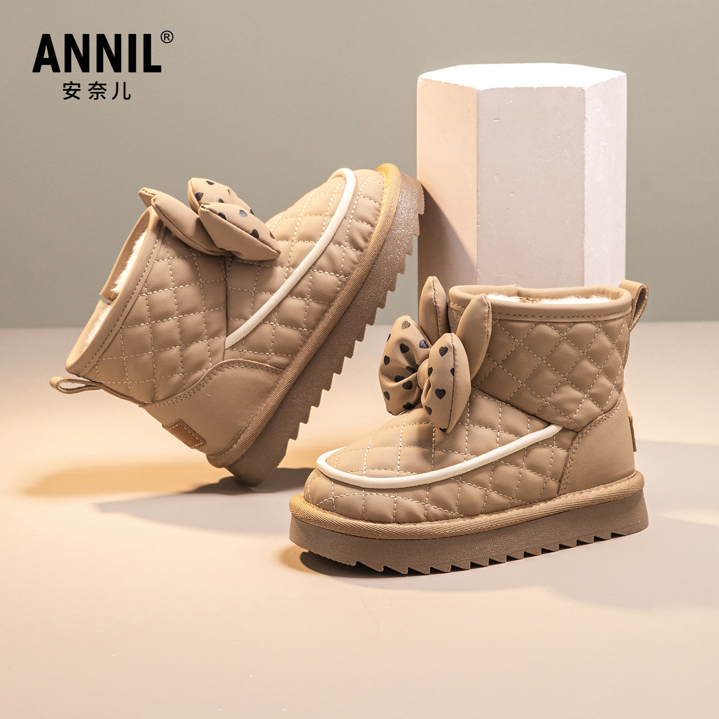 annil安奈儿童鞋女童加绒加厚棉鞋秋冬季保暖防滑儿童短靴雪地靴,淘宝优惠券,粉丝福利购,淘宝优惠卷