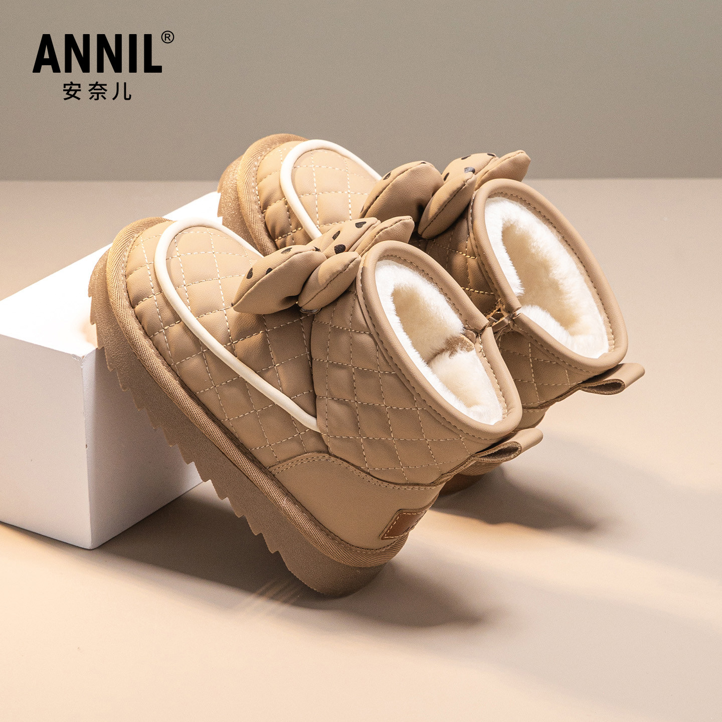 annil安奈儿童鞋女童加绒加厚棉鞋秋冬季保暖防滑儿童短靴雪地靴,淘宝优惠券,粉丝福利购,淘宝优惠卷
