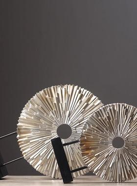 新中式禅意圆筒屏风摆件家居客厅玄关样板间装饰酒店艺术品摆设