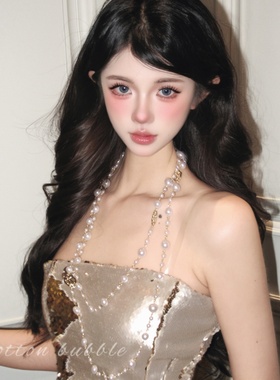 矜贵小香长款山茶花珍珠项链叠戴