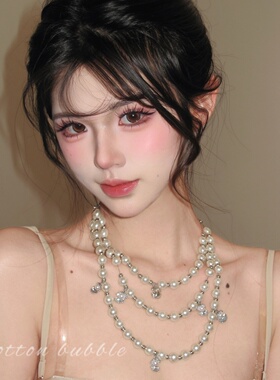 法式千金感多层珍珠项链礼服夸张