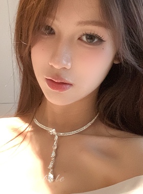晚宴水滴吊坠项链配裙子轻奢小众