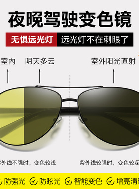 偏光墨镜2020新m款潮变色太阳眼镜男士开车专用日夜两用大脸驾驶