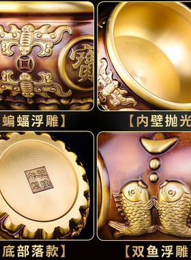 聚宝盆摆件纯铜家用中式存钱罐黄铜E米缸家居客厅店铺桌面开业礼