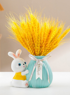 麦穗满天星干花兔子摆件桌面装饰A品客厅电视柜插花家居收银台招