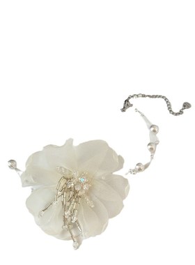 仙气网纱花朵珍珠三层项链个性气质时尚小清新颈链小众设计感项饰